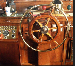1929 44'  bridge deck cruiser, ships helm/wheel